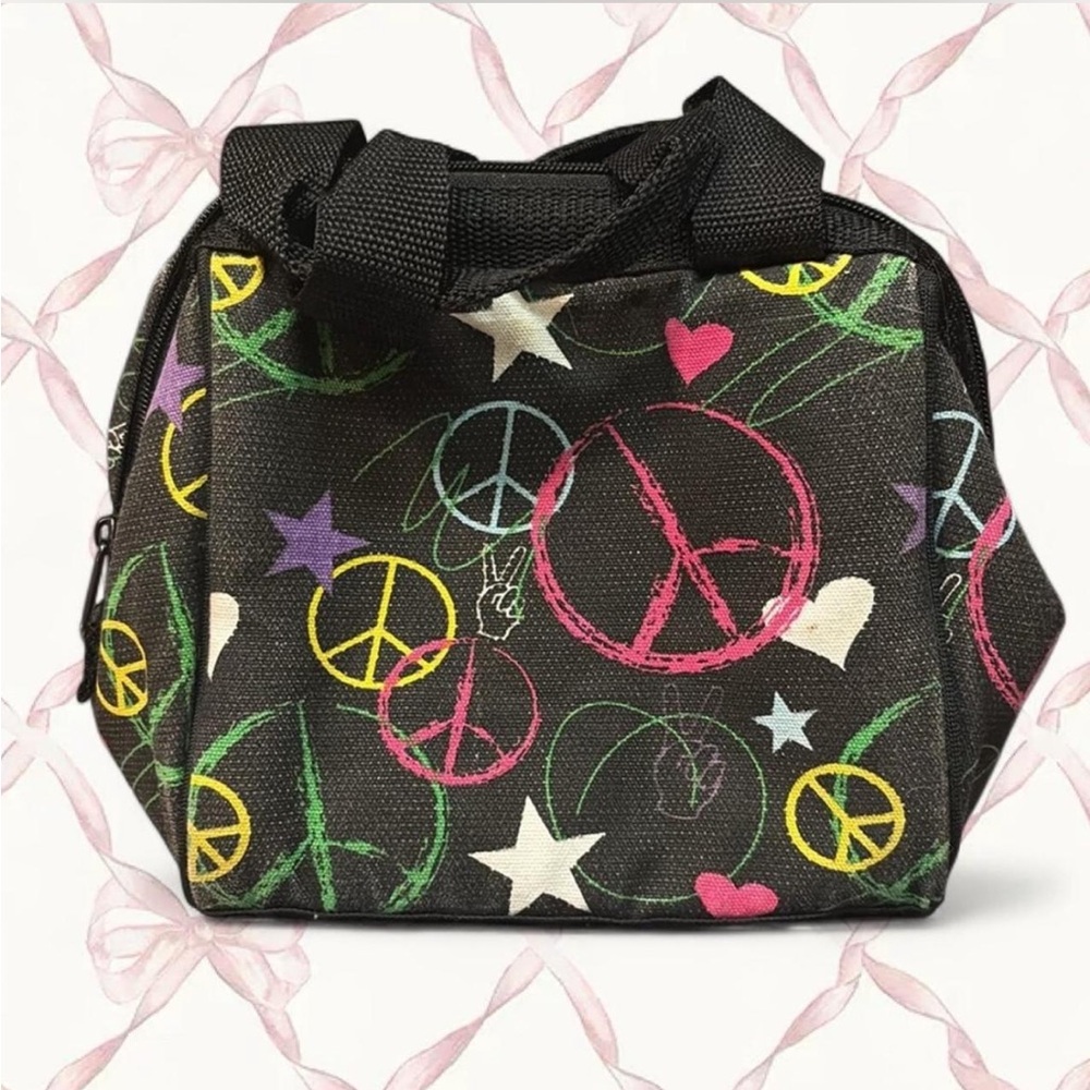Y2K groovy peace sign insulated lunch bag